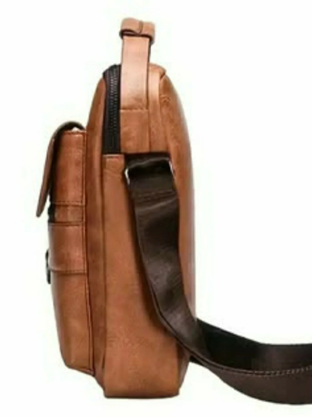Weixier mens genuine leather brown crossbody messenger shoulder bag. New